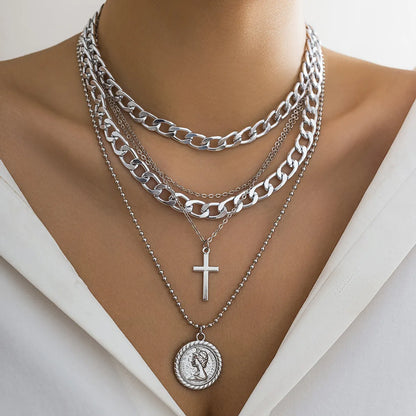 Casual Retro Simple Style Geometric Cross Alloy Wholesale Pendant Necklace