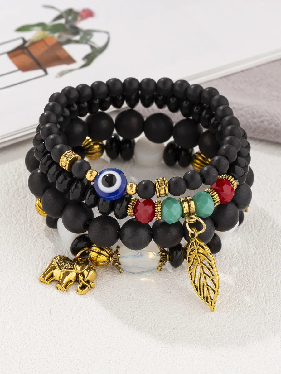 Casual Retro Simple Style Leaf Elephant Arylic Alloy Glass Wholesale Bracelets