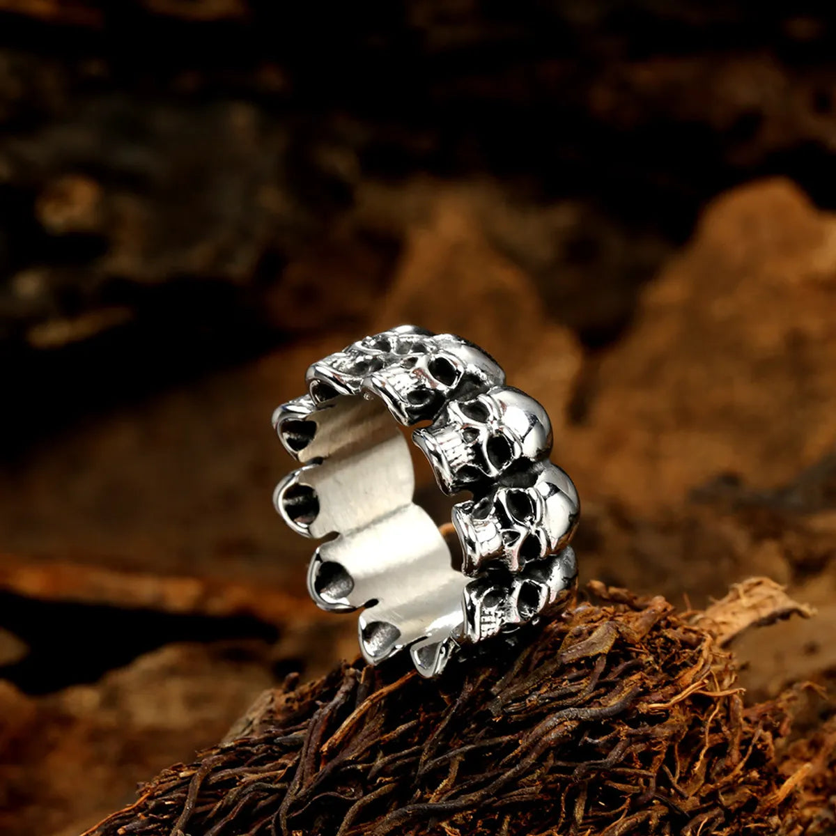 Casual Retro Skull Stainless Steel Polishing Men'S Rings