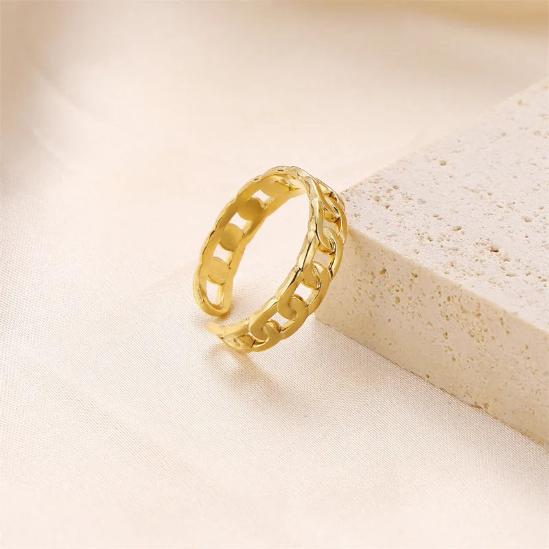 Wholesale Jewelry Casual Retro Solid Color 304 Stainless Steel Hollow Out Open Rings