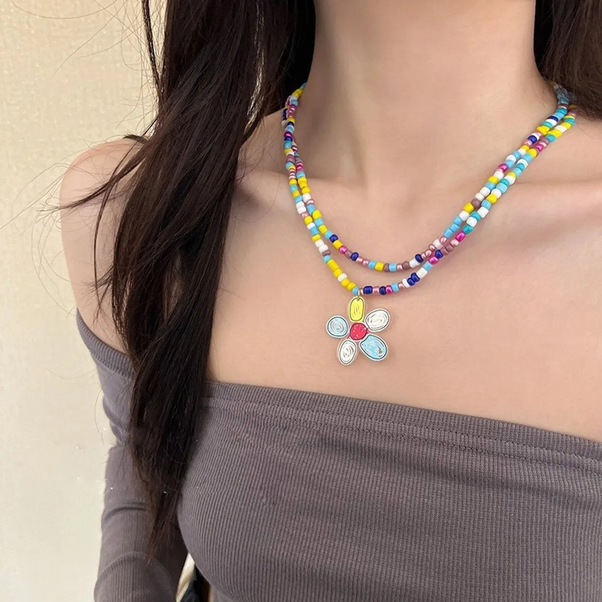 Casual Retro Star Heart Shape Butterfly Arylic Rope Wholesale Pendant Necklace