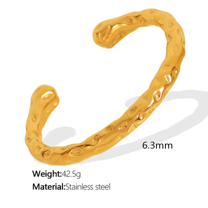 Casual Retro Sweet Irregular 304 Stainless Steel 18K Gold Plated Bangle In Bulk