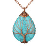 Casual Retro Water Droplets Natural Stone Metal Copper Pendant Necklace In Bulk