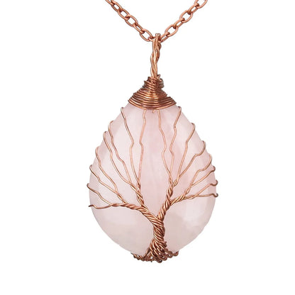 Casual Retro Water Droplets Natural Stone Metal Copper Pendant Necklace In Bulk