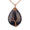 Casual Retro Water Droplets Natural Stone Metal Copper Pendant Necklace In Bulk