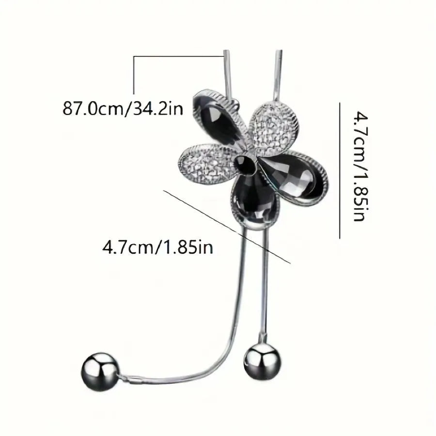 Casual Romantic Flower Silver Plated Artificial Rhinestones Glass Copper Zinc Alloy Wholesale Pendant Necklace Sweater Chain