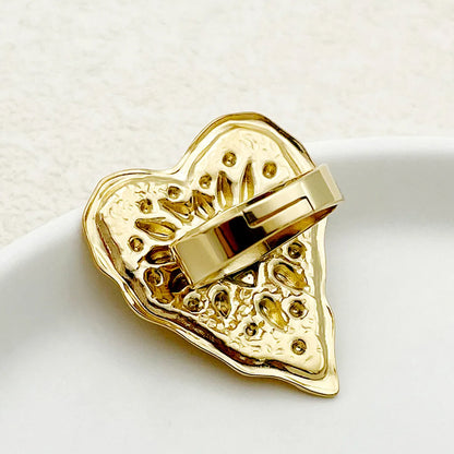 Casual Romantic Heart Shape Stainless Steel Plating Gold Plated Open Rings