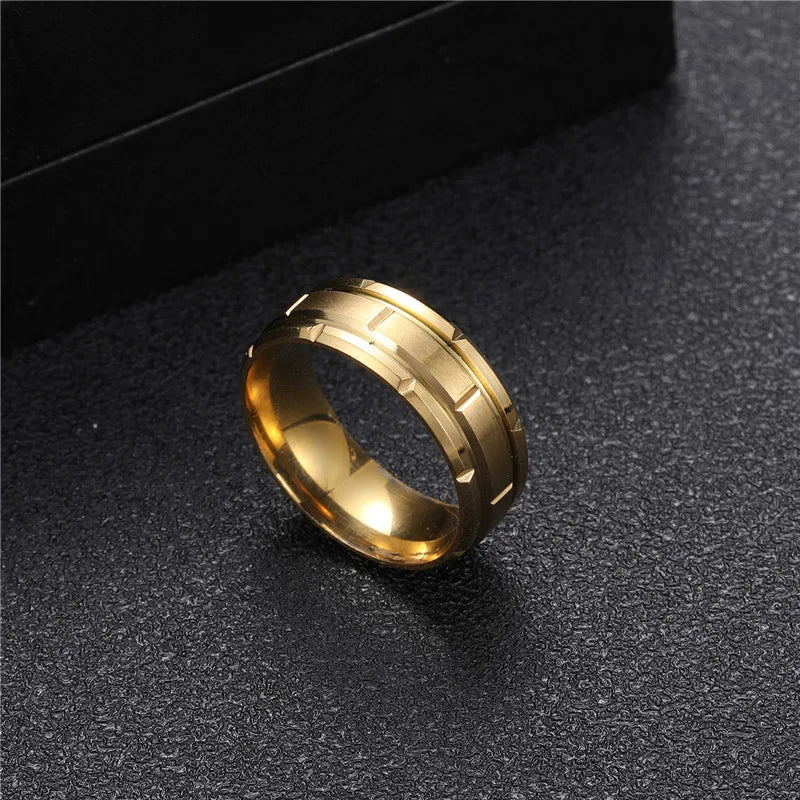 Casual Round 304 Stainless Steel Plating 18K Gold Plated Men'S Rings