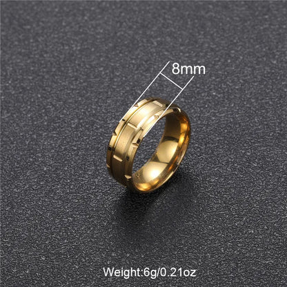 Casual Round 304 Stainless Steel Plating 18K Gold Plated Men'S Rings