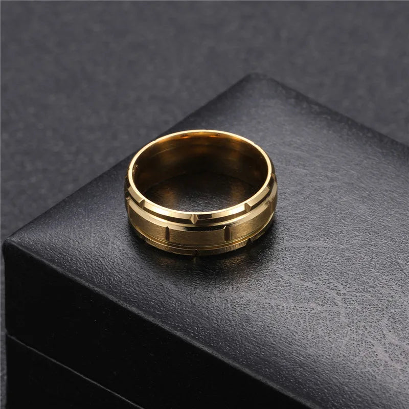 Casual Round 304 Stainless Steel Plating 18K Gold Plated Men'S Rings