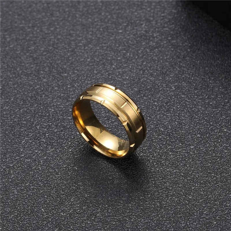 Casual Round 304 Stainless Steel Plating 18K Gold Plated Men'S Rings