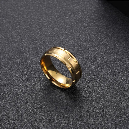 Casual Round 304 Stainless Steel Plating 18K Gold Plated Men'S Rings