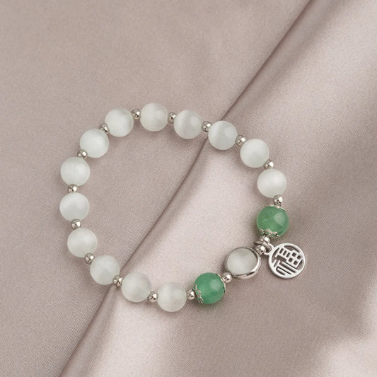 Casual Round Alloy Opal Beaded Women's Bracelets