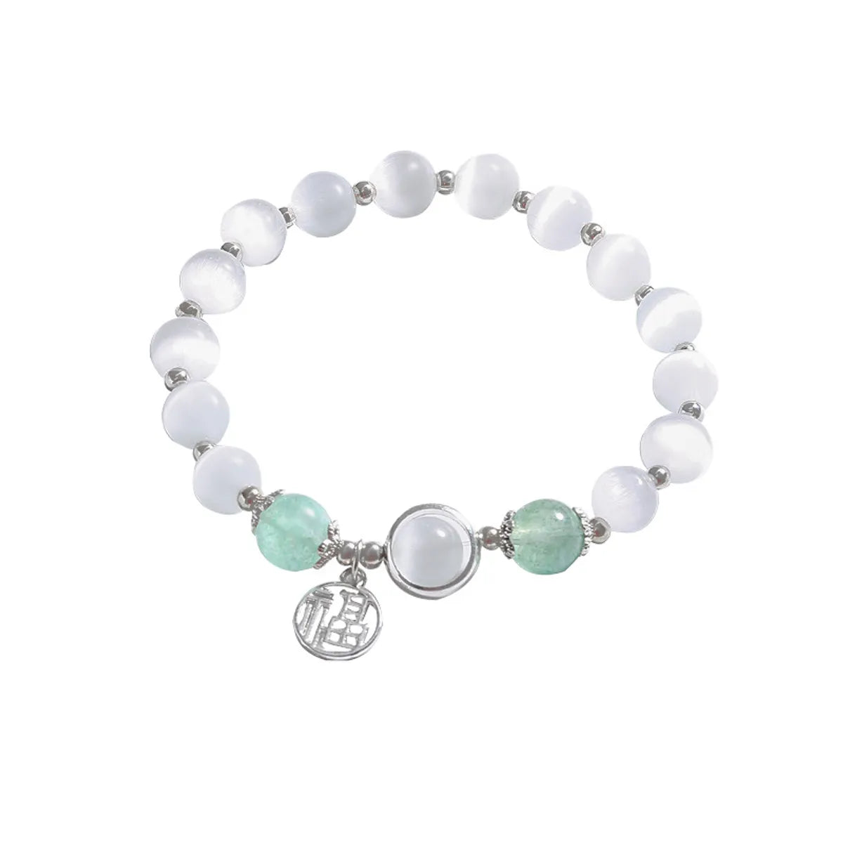 Casual Round Alloy Opal Beaded Women's Bracelets