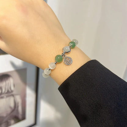 Casual Round Alloy Opal Beaded Women's Bracelets