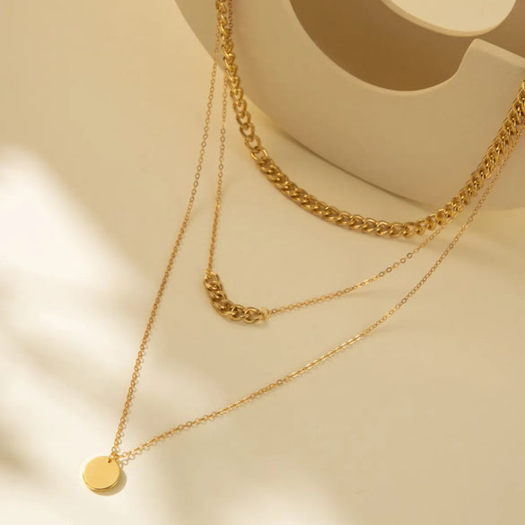 Casual Round Copper Gold Plated Layered Necklaces In Bulk