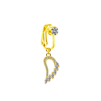 Casual Shiny Star Moon Heart Shape Stainless Steel Alloy White Gold Plated Gold Plated Rhinestones Glass Belly Ring In Bulk