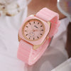 Casual Silicone Alloy Women's Round Watch With Pin Buckle And Ordinary Mirror