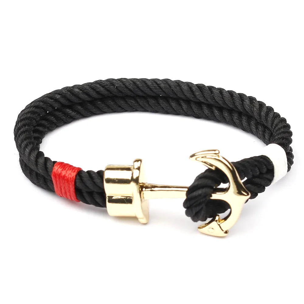 Casual Simple Style Anchor 304 Stainless Steel Alloy Rope Unisex Wristband