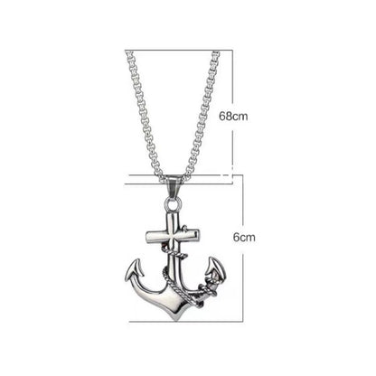 Casual Simple Style Anchor Titanium Steel Men'S Pendant Necklace