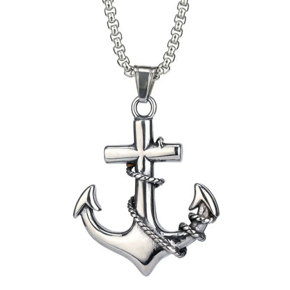 Casual Simple Style Anchor Titanium Steel Men'S Pendant Necklace