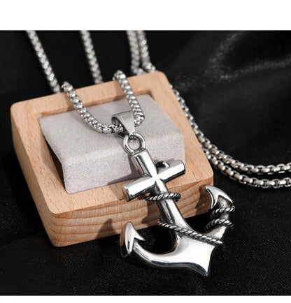 Casual Simple Style Anchor Titanium Steel Men'S Pendant Necklace