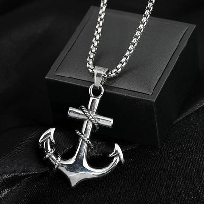 Casual Simple Style Anchor Titanium Steel Men'S Pendant Necklace