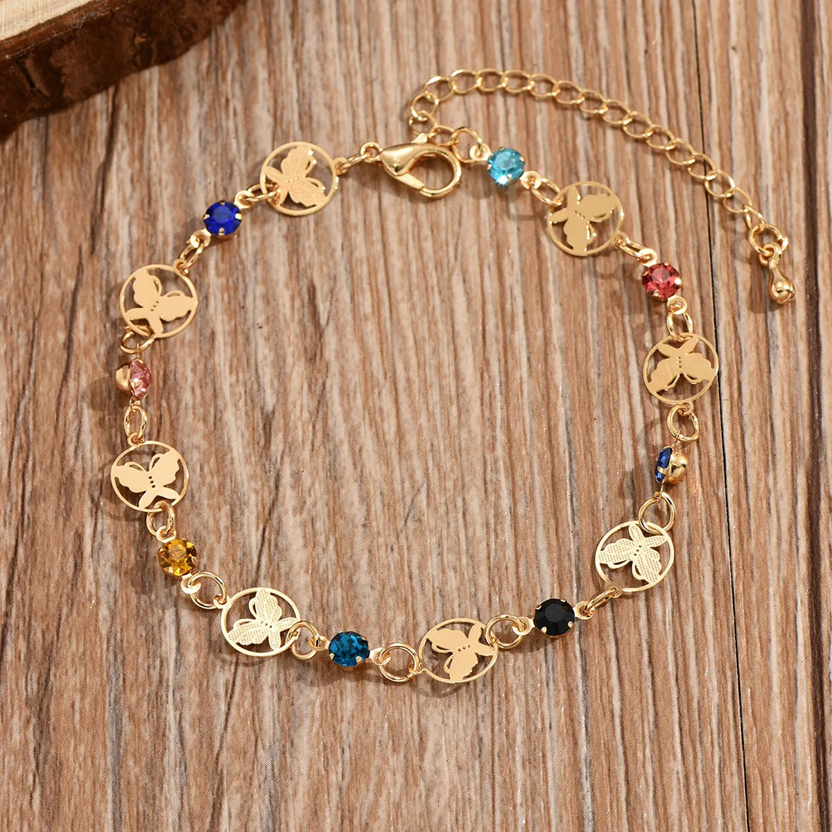 Casual Simple Style Animal Eye Butterfly Alloy Chain Women'S Anklet