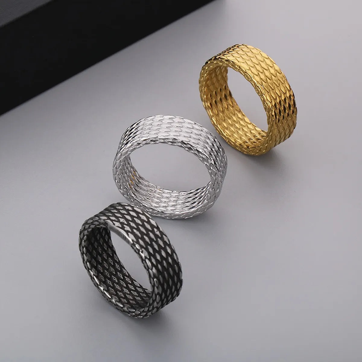 Casual Simple Style Argyle Stainless Steel 18K Gold Plated Men'S Rings