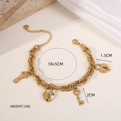 Casual Simple Style Bag Flower 304 Stainless Steel Titanium Steel 18K Gold Plated Zircon Bracelets In Bulk