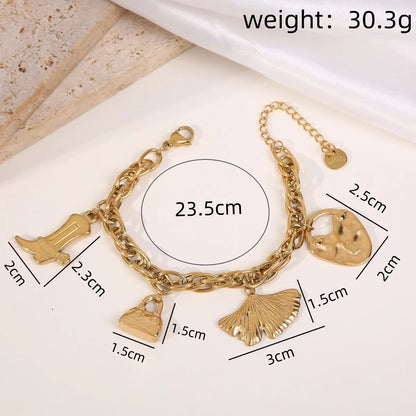 Casual Simple Style Bag Flower 304 Stainless Steel Titanium Steel 18K Gold Plated Zircon Bracelets In Bulk