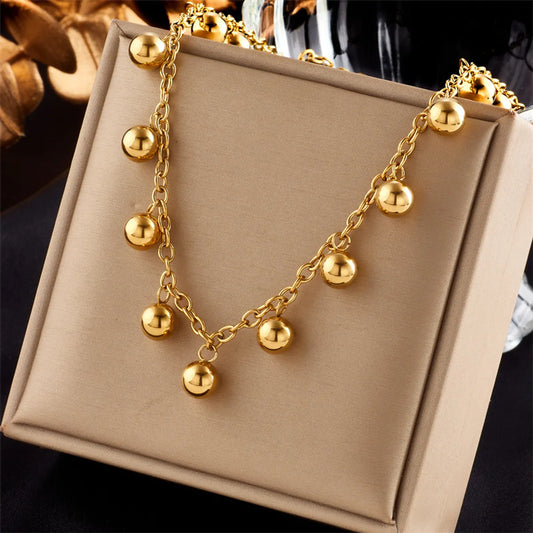 Casual Simple Style Ball Titanium Steel Plating 18k Gold Plated Necklace