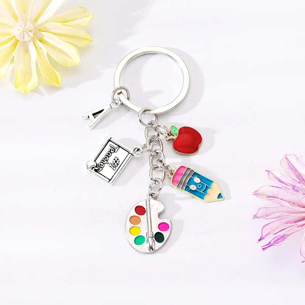 Casual Simple Style Book Drawing Board Apple Alloy Enamel Plating Bag Pendant Keychain