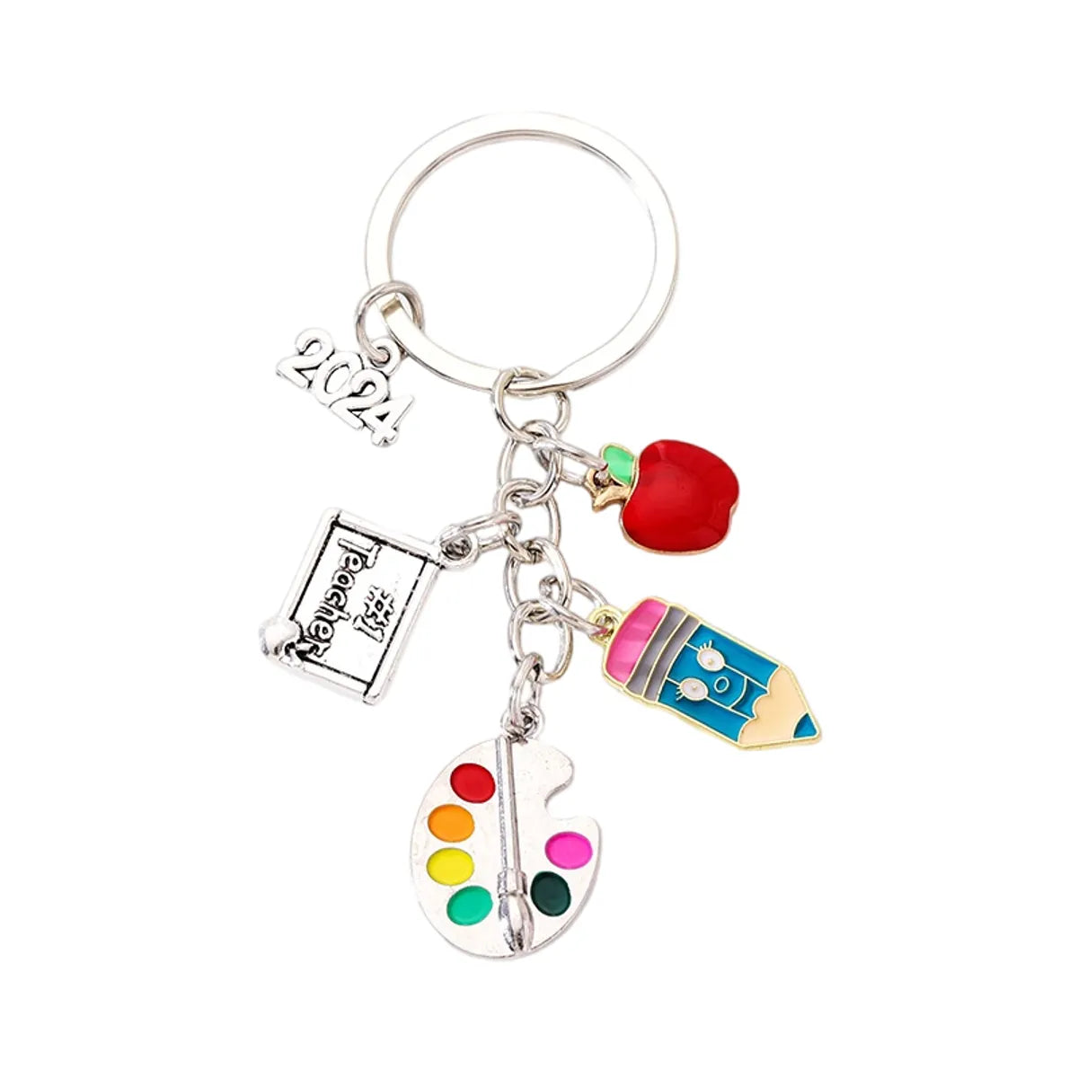 Casual Simple Style Book Drawing Board Apple Alloy Enamel Plating Bag Pendant Keychain