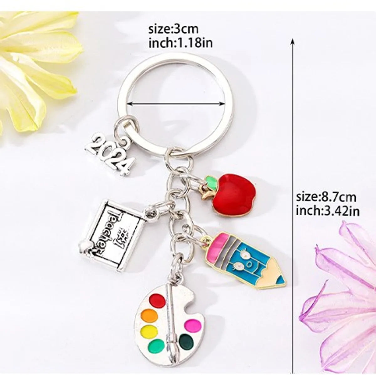 Casual Simple Style Book Drawing Board Apple Alloy Enamel Plating Bag Pendant Keychain