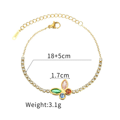 Casual Simple Style Butterfly 304 Stainless Steel Zircon Bracelets In Bulk