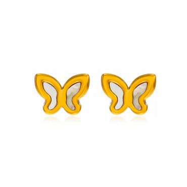 304 Stainless Steel 18K Gold Plated Casual Simple Style Plating Inlay Butterfly Shell Earrings Necklace