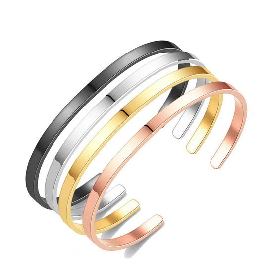 Casual Simple Style C Shape Solid Color Titanium Steel Polishing Plating Cuff Bracelets