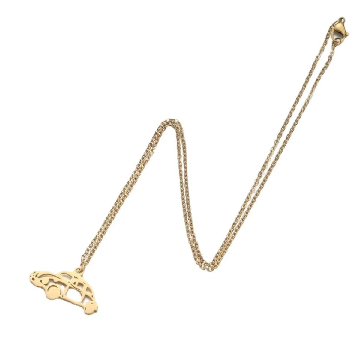 201 Stainless Steel 18K Gold Plated Casual Simple Style Plating Hollow Out Car Pendant Necklace