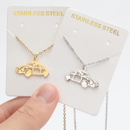 201 Stainless Steel 18K Gold Plated Casual Simple Style Plating Hollow Out Car Pendant Necklace