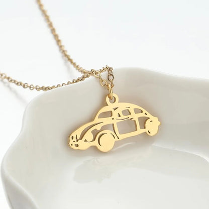 201 Stainless Steel 18K Gold Plated Casual Simple Style Plating Hollow Out Car Pendant Necklace