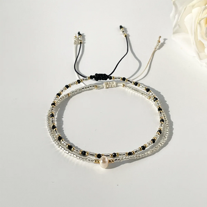 Casual Simple Style Circle Beaded Natural Stone Glass Pearl Bracelets Drawstring Bracelets