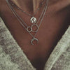 Casual Simple Style Circle Earth Moon Stainless Steel Plating Hollow Out Silver Plated Three Layer Necklace