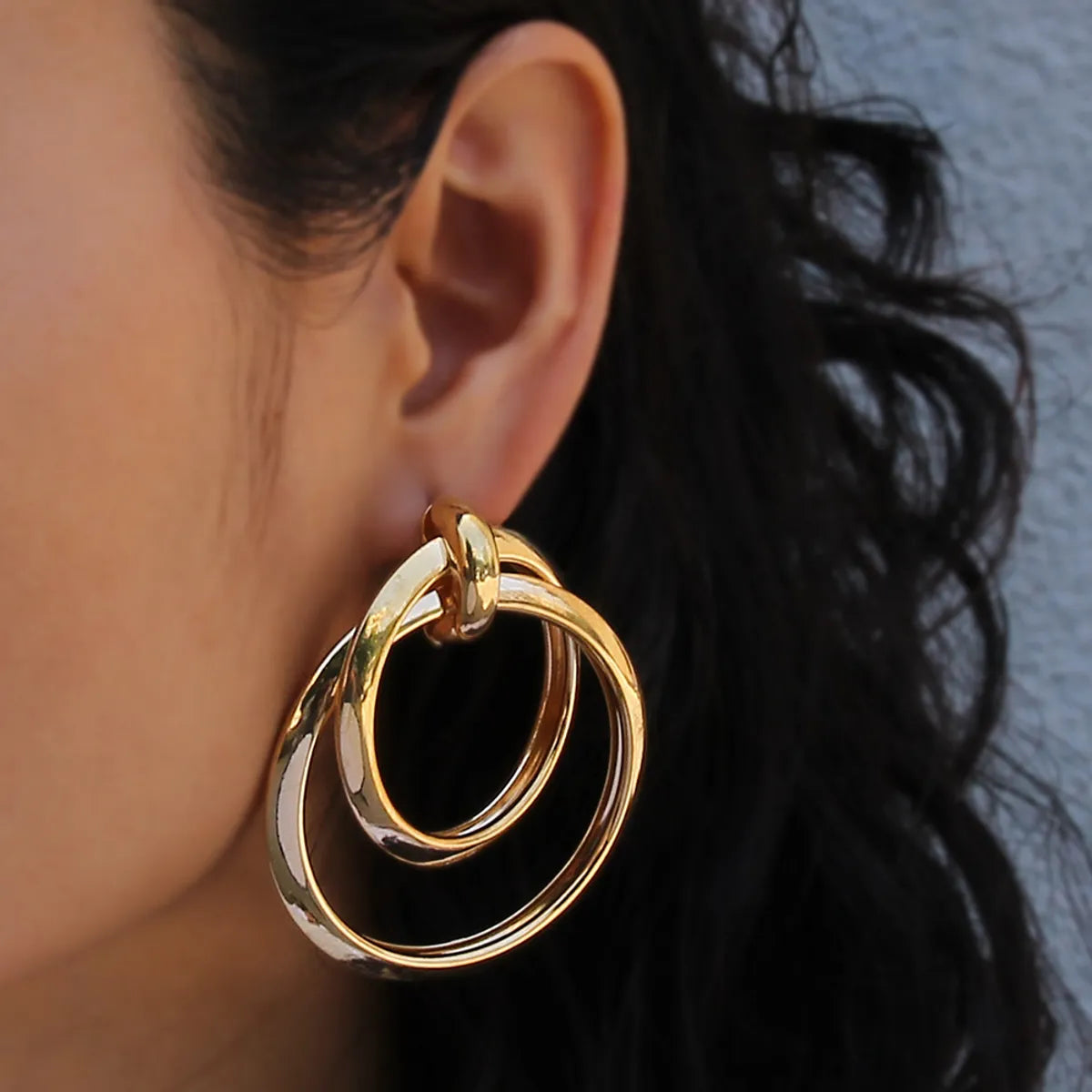 Casual Simple Style Circle Metal Layered Plating Women'S Drop Earrings