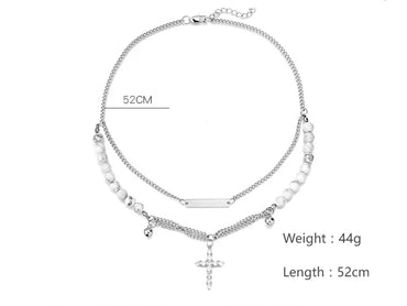 Casual Simple Style Classic Style Cross 304 Stainless Steel Beaded Inlay Zircon Unisex Pendant Necklace