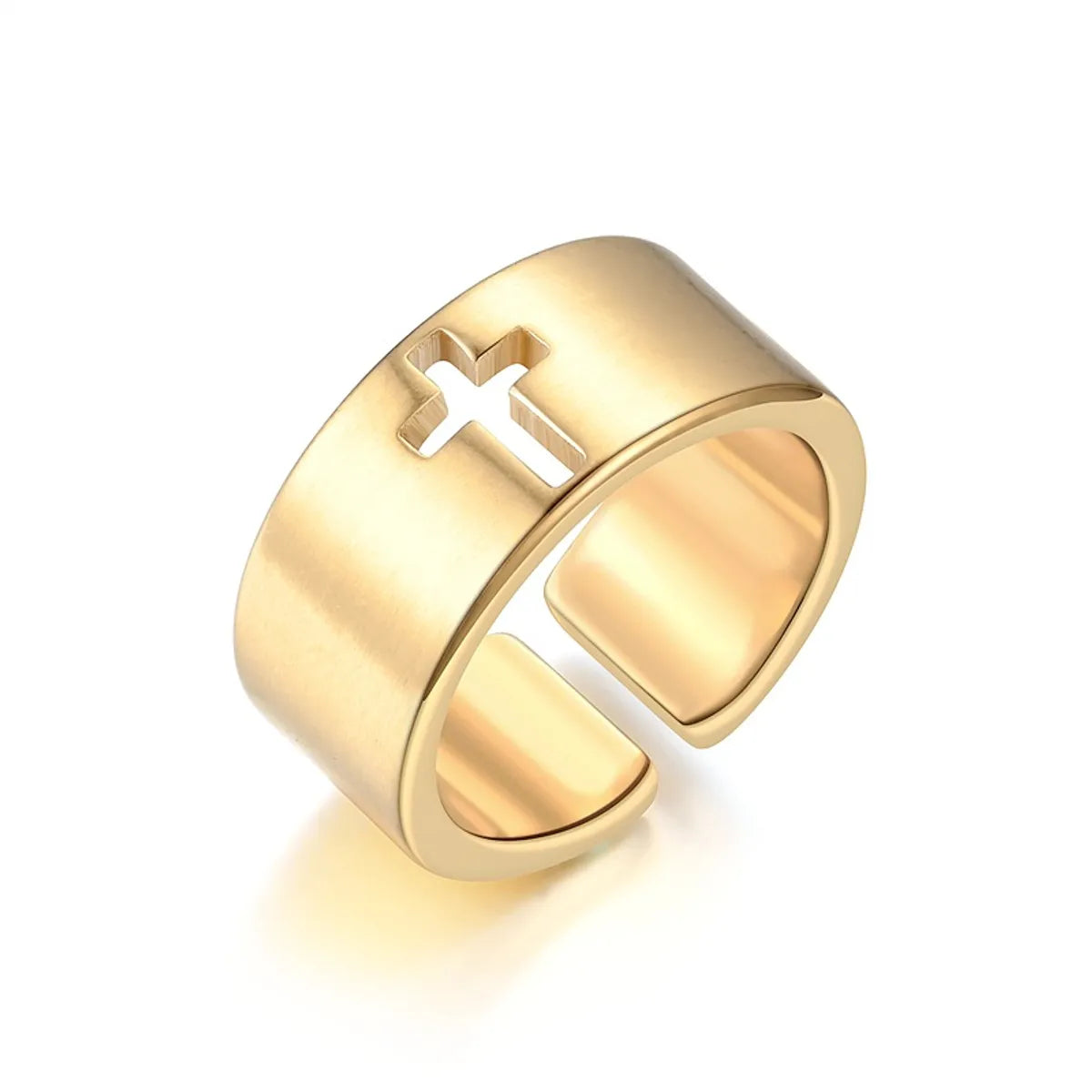 Casual Simple Style Classic Style Cross Titanium Steel Hollow Out 18K Gold Plated Unisex Open Rings