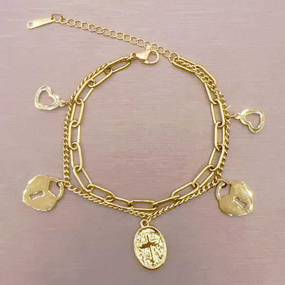 Casual Simple Style Classic Style Heart Shape Butterfly Lock 304 Stainless Steel 18K Gold Plated Bracelets In Bulk