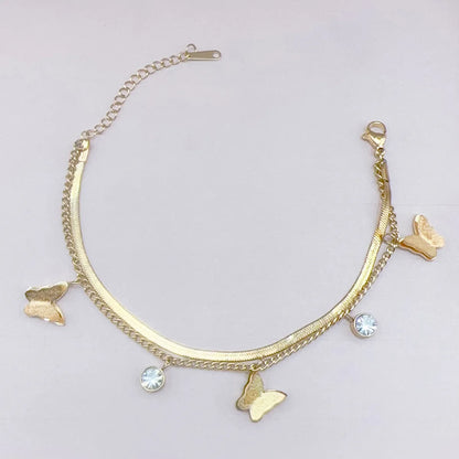 Casual Simple Style Classic Style Heart Shape Butterfly Lock 304 Stainless Steel 18K Gold Plated Bracelets In Bulk