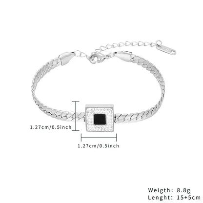 Casual Simple Style Classic Style Square Stainless Steel Titanium Steel Gold Plated Zircon Bracelets In Bulk