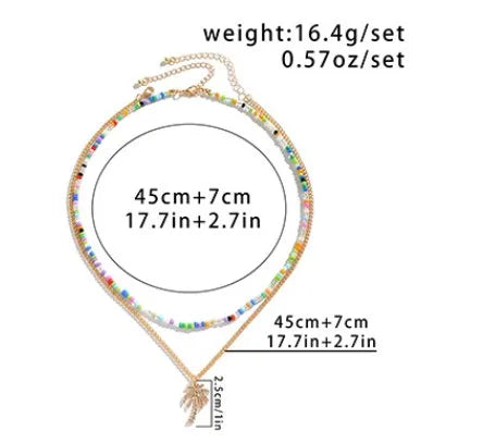 Casual Simple Style Color Block Alloy Seed Bead Chain Women'S Layered Necklaces